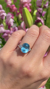 Blue Topaz & Diamond 9ct White Gold Dress Ring (6.20ct)