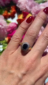 Vintage Sapphire & Diamond 18ct Gold Cluster Ring (1.10cts)