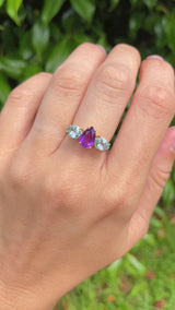 Amethyst & Topaz 9ct Gold Pear-Shaped Trilogy Ring