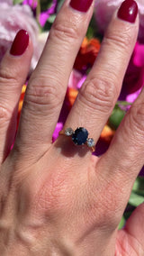 Vintage 1980 Sapphire & Diamond 18ct Gold Three-Stone Ring (1.30cts)