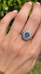 Ceylon Sapphire & Diamond Platinum Cluster Ring