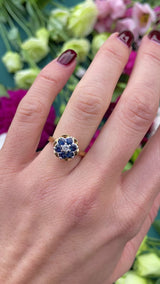 Vintage Sapphire & Diamond 18ct Gold Buttercup Cluster Ring