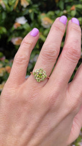 Peridot 9ct Gold Cluster Ring