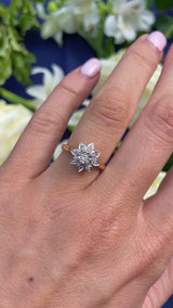 Vintage 1967 Diamond 18ct Gold Star Cluster Ring