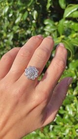 Vintage Diamond 18ct Gold Daisy Cluster Engagement Ring (2.20ct)