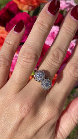 Vintage Old-Cut Diamond 18ct Gold Double-Cluster Crossover Engagement Ring (1.35cts)