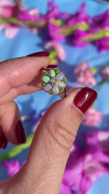 Antique Opal, Old-Cut Diamond & Green Gem 18ct Gold Ring