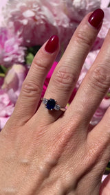Vintage Sapphire & Diamond Platinum Three-Stone Trilogy Ring