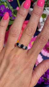 Vintage 1971 Sapphire & Diamond 18ct Gold Seven-Stone Ring