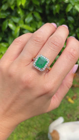 Vintage 1998 Emerald & Diamond 18ct Gold Large Panel Ring