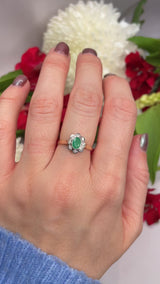 Edwardian Style Emerald & Diamond Daisy Cluster Ring