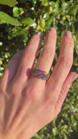 Multicolour Sapphire 9ct Yellow Gold Cluster Ring
