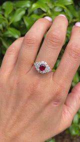 Vintage Ruby & Diamond 18ct Gold Cluster Ring