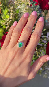 Vintage Emerald & Diamond 18ct Gold Cluster Engagement Ring (1.20ct)