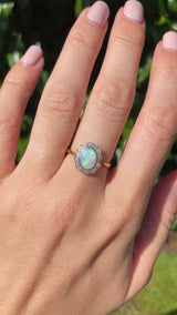 Edwardian Opal & Diamond 18ct Gold Platinum Ring
