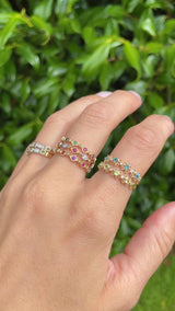 Multi-Gem 9ct Gold "Dearest" Stacking Band Ring