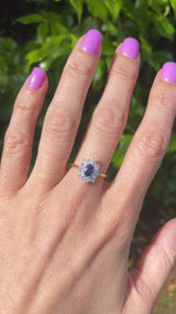 Vintage 1998 Sapphire & Diamond 18ct Gold Cluster Engagement Ring