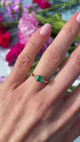 Vintage Emerald & Princess-Cut Diamond 18ct Gold Three-Stone Trilogy Engagement Ring (0.40cts)
