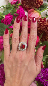 Vintage Spessartine Garnet & Diamond 18ct Gold Statement Cocktail Ring