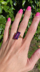 Vintage Amethyst 18ct Gold Solitaire Cocktail Dress Ring