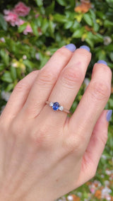 Sapphire & Diamond Platinum Oval Three-Stone Engagement Ring (0.60ct)