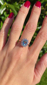 Aquamarine & Diamond 18ct Gold Cluster Ring (1.10ct)