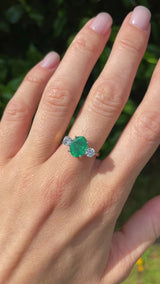Emerald & Diamond 18ct Gold Three-Stone Engagement Ring (1.85cts)