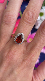 Vintage 1973 Madeira Citrine & Diamond 18ct Gold Pear Cluster Ring