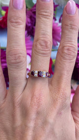 Edwardian Ruby & Diamond 18ct Gold Carved Half-Hoop Ring