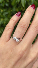 Vintage Diamond 18ct White Gold Toi et Moi Crossover Ring (0.50cts)