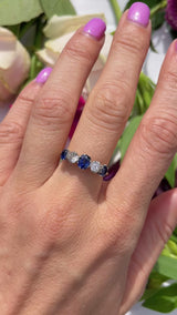 Edwardian Sapphire & Diamond 18ct Gold Five Stone Ring