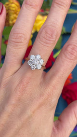 Vintage 1980 18ct Gold Diamond Daisy Cluster Ring (1.92cts)