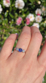 Art Deco Sapphire & Diamond Platinum Three-Stone Engagement Ring