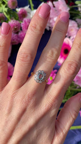 Vintage Aquamarine & Diamond 18ct Gold Platinum Cluster Ring