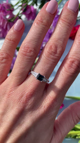 Square-Cut Sapphire & Vari-Cut Diamond 18ct White Gold Ring