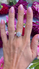 Vintage 18ct White Gold 2.20-Carat Diamond Daisy Cluster Ring