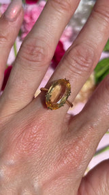 Antique Oval-Cut Topaz 18ct Gold Solitaire Ring (6.06cts)