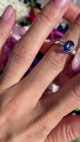 Vintage Sapphire & Diamond 18ct Gold Three-Stone Trilogy Ring (1.96cts)