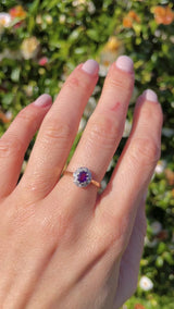 Amethyst & Diamond 9ct Gold Oval Cluster Ring