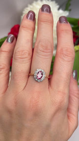 Edwardian Style Pink Topaz & Diamond Cluster Ring