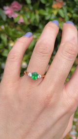 Emerald & Diamond 18ct Gold Oval Three-Stone Engagement Ring (0.83ct)