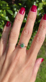 Vintage 1988 Emerald & Vari-Cut Diamond 18ct Gold Pear Cluster Ring