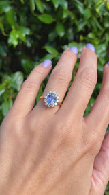 Vintage 1989 Ceylon Sapphire & Diamond Gold Cluster Ring (2.02ct)