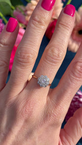 Art Deco 18ct Gold & Platinum Nine-Stone Diamond Daisy Cluster Ring (0.55cts)