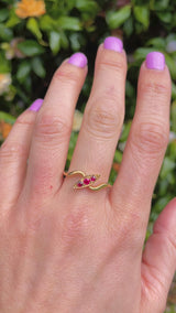 Edwardian Ruby 18ct Gold Navette Crossover Ring