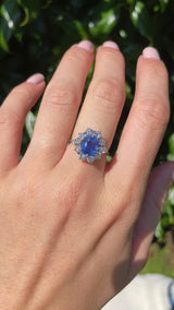 Sapphire & Diamond 18ct White Gold Cluster Engagement Ring