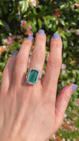 Vintage Blue Tourmaline & Diamond 18ct White Gold Cluster Ring