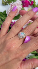 Antique Edwardian Opal & Diamond 18ct Gold Engagement Ring