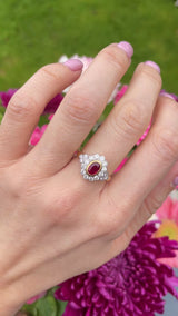 Vintage Ruby & Diamond 18ct Gold Cluster Engagement Ring