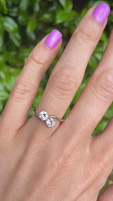 Art Deco Diamond 18ct White Gold & Platinum Crossover Engagement Ring (0.70cts)